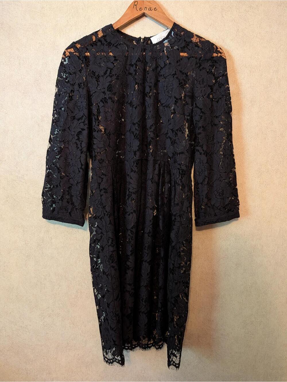 MARE MARE Anthropologie black lace long sleeve mini dress sz S